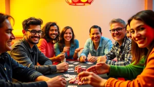 Enjoy playing rummy wealth with friends around a table, showcasing excitement and camaraderie.