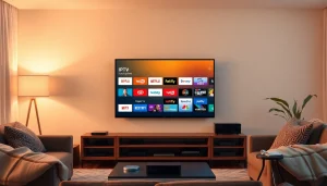 Enjoy premium content with abonnement iptv in a modern living room setup featuring a smart TV.