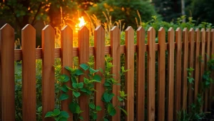 Improve your property with quality fencing from fencing companies Manchester, featuring a sturdy wooden design in a beautiful garden.