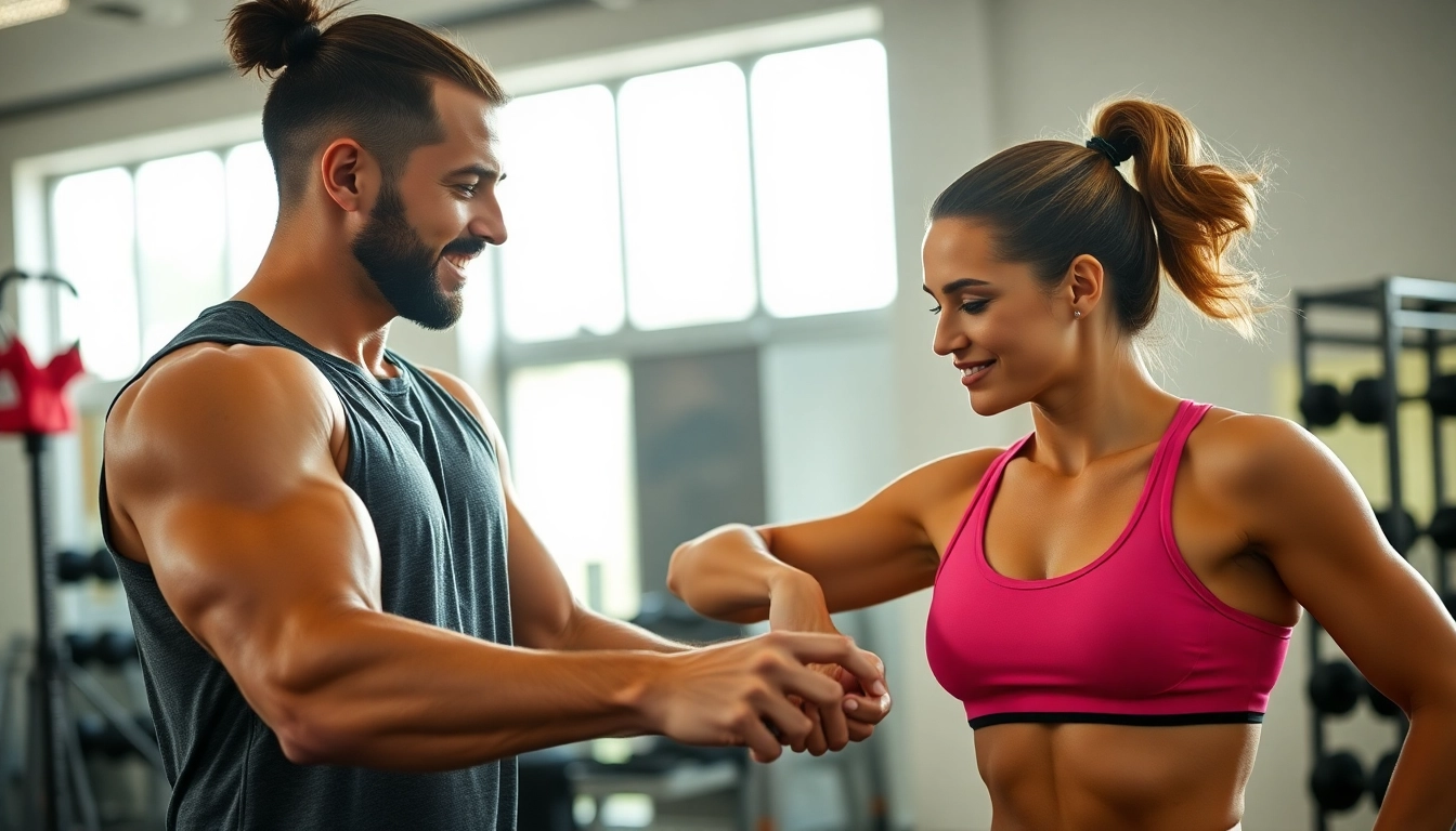 An effective personal trainer motivates a client during an intense workout session, showcasing dedication and support.