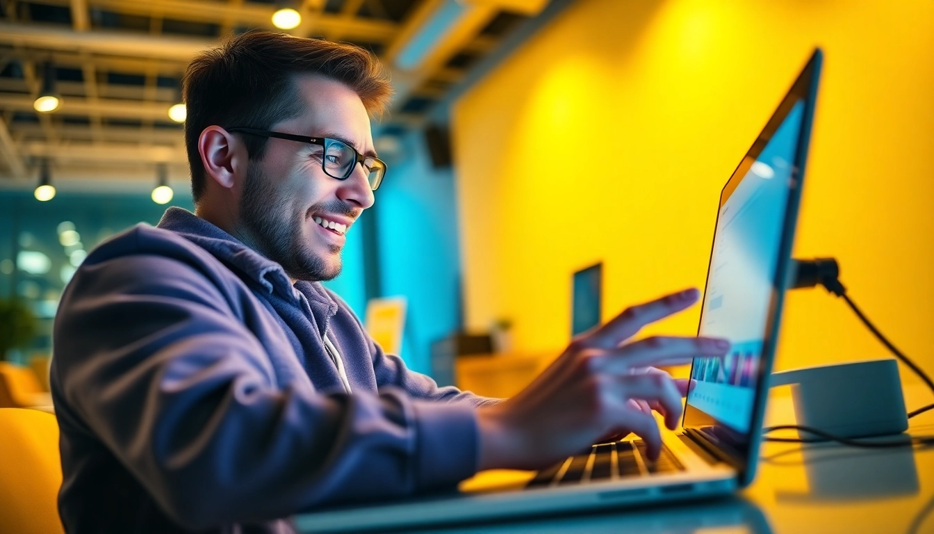 Engage with the innovative 1click here feature showcased on a laptop screen.