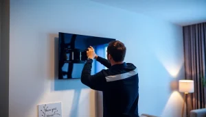 Expert TV mounting installation service ensures a secure fit in a stylish home environment.