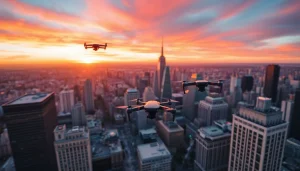 Enhance your project with Drone photography editing showcasing stunning sunset cityscapes and drone action.