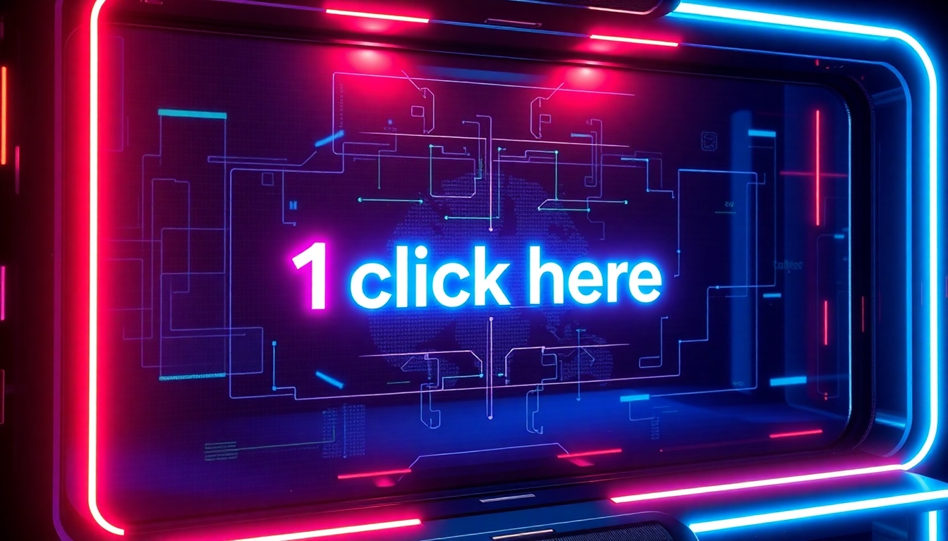 Engage with 1click here through a dynamic digital interface featuring modern design elements.