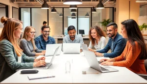 Effective virtual assistants collaborating using digital tools in a vibrant workspace.