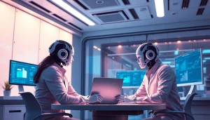 AI marketing agents automating digital campaigns with real-time analytics in a modern workspace.