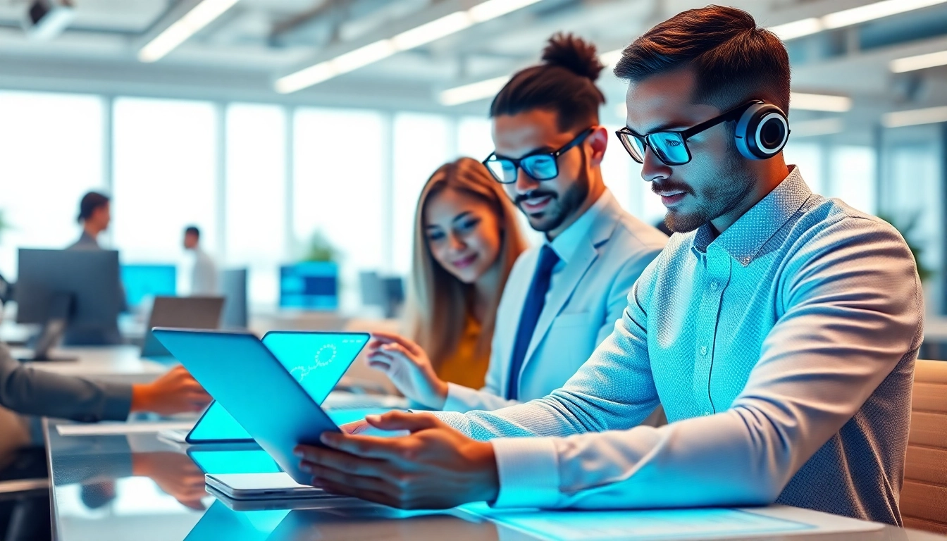 Enhance sales processes with Sales AI through innovative tools and teamwork in a modern workspace.