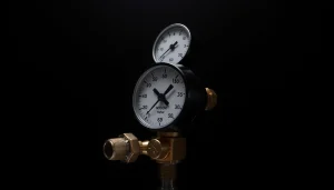 Adjusting a nitrogen regulator featuring a clear pressure gauge and robust structure for optimal performance.