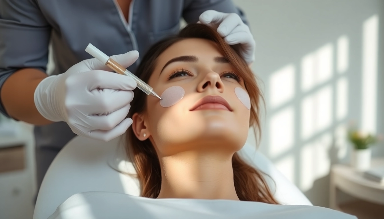 Client receives the Fett-weg Spritze treatment in a modern aesthetics clinic, showcasing professional care.