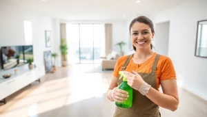Experience top-notch bond cleaning in Brisbane with a professional cleaner showcasing immaculate surfaces.